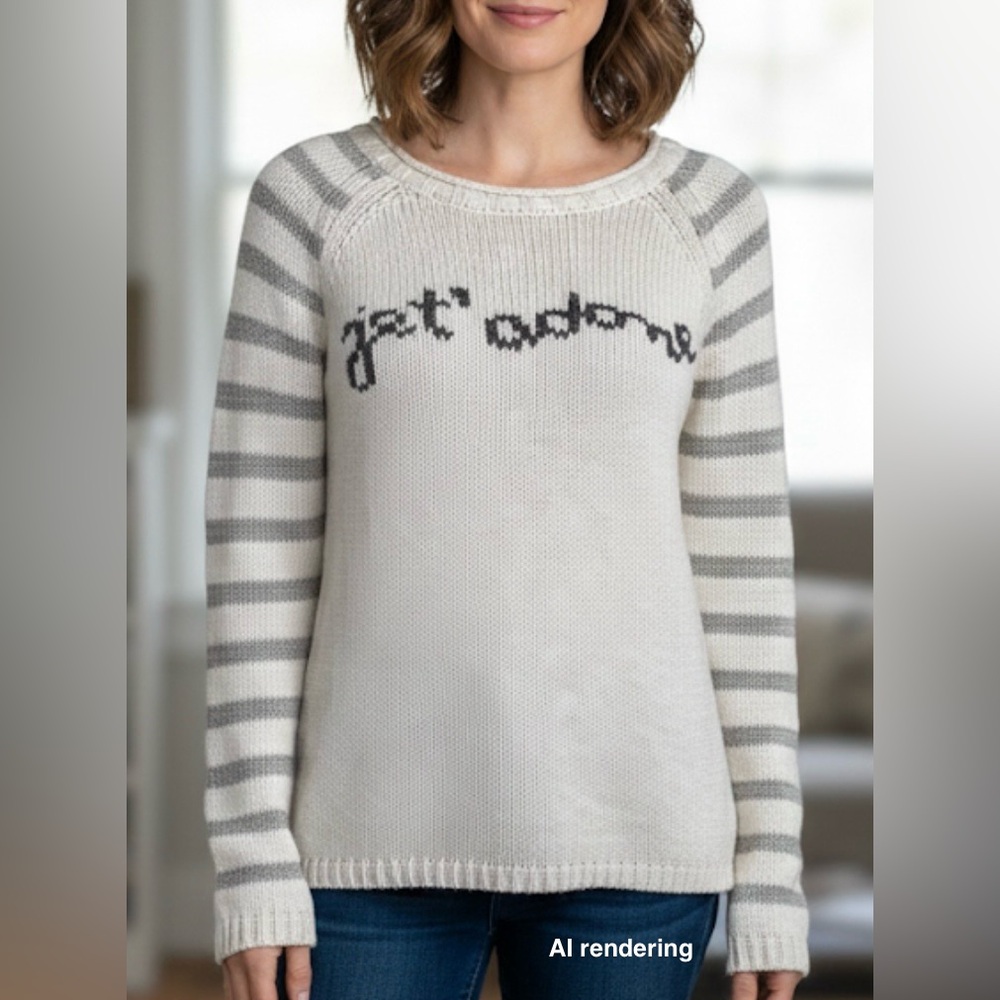 MOTH x Anthropologie Ivory & Gray Je t’adore Sweater French Paris | XS